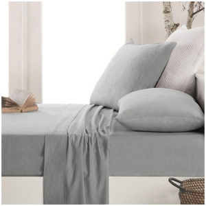 Apartmento Easy-care Micro Flannelette Sheet Set Grey Single
