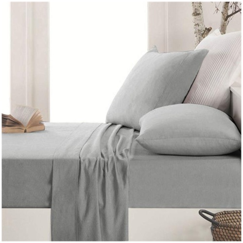Apartmento Easy-care Micro Flannelette Sheet Set Grey Single