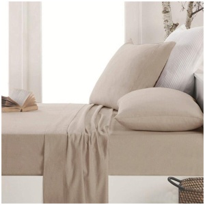 Apartmento Easy-care Micro Flannelette Sheet Set Taupe Single
