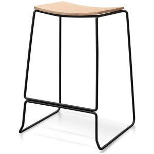Apollo Bar Stool - Natural Timber Seat with Black Frame by Interior Secrets - AfterPay Available