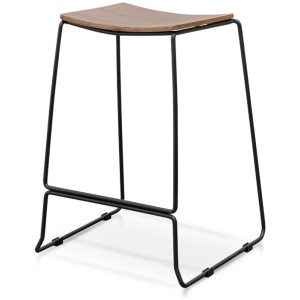 Apollo Bar Stool With Walnut Timber Seat - Black Frame by Interior Secrets - AfterPay Available