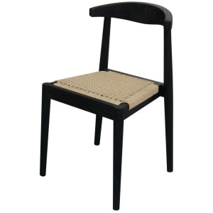 Arden Solid Oak Dining Chair with Loom (Black)