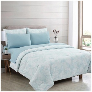 Ardor Bayview Blue 7 Pcs Bed-In-A-Bag Comforter Set with Sheet Set Queen