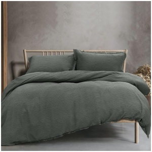 Ardor Campbell Charcoal Crinkled Texture Quilt Cover Set King