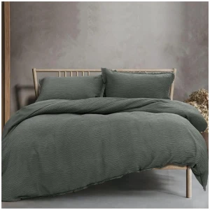Ardor Campbell Charcoal Crinkled Texture Quilt Cover Set King
