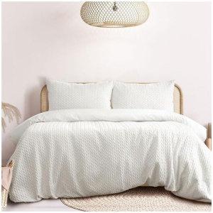 Ardor Embossed Quilt Cover Set Bondi White King