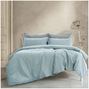 Ardor Embre Chambray Linen Look 100% Cotton Quilt Cover Set Queen