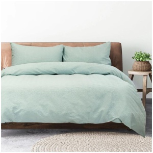 Ardor Everly Eucalyptus Soft Embossed Quilt Cover Set Queen
