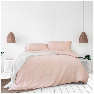 Ardor Ingrid Blush Seersucker Stripe Quilt Cover Set Double