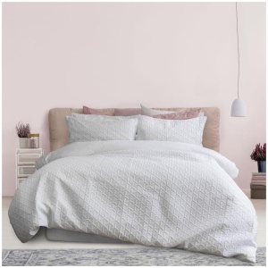 Ardor Leonardo White Embossed Quilt Cover Set Queen