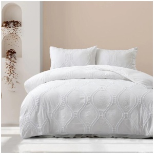Ardor Lucy White Tufted Detail Quilt Cover Set Queen
