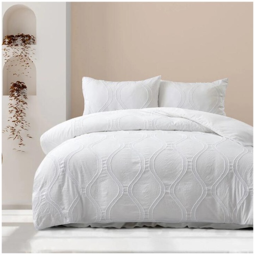 Ardor Lucy White Tufted Detail Quilt Cover Set Queen