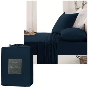 Ardor Micro Flannel Sheet Set Navy Mega King