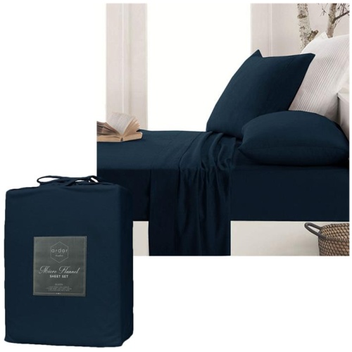 Ardor Micro Flannel Sheet Set Navy Mega King