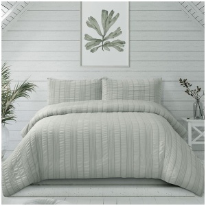 Ardor Sommer Coastal Grey Seersucker Stripe Quilt Cover Set King