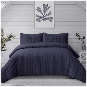 Ardor Sommer Indigo Seersucker Stripe Quilt Cover Set Queen