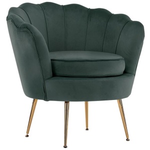 Armchair Padded Lounge Chair Accent Velvet Shell Scallop GREEN
