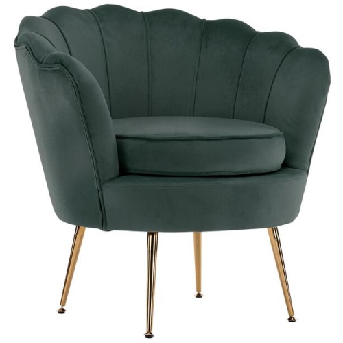 Armchair Padded Lounge Chair Accent Velvet Shell Scallop GREEN