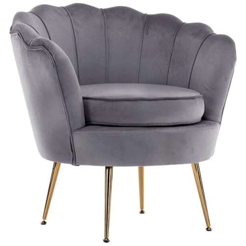 Armchair Padded Lounge Chair Accent Velvet Shell Scallop GREY