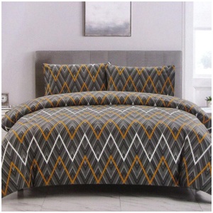 Artex Hayden Orange Quilt Cover Set Geometric Pattern Reversible Printed Microfiber Polyester King