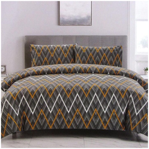 Artex Hayden Orange Quilt Cover Set Geometric Pattern Reversible Printed Microfiber Polyester King