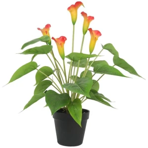 Artificial Flowering White & Orange Peace Lily / Calla Lily Plant 50cm