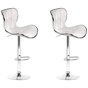 Artiss 2x Bar Stools Gas Lift Leather Seat White