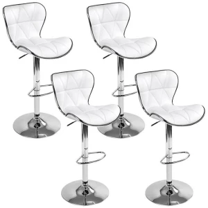 Artiss 4x Bar Stools Gas Lift Leather Seat White