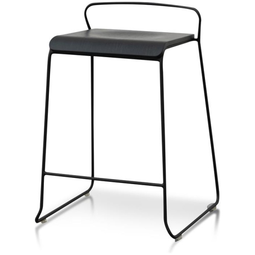 Arturo 65cm Wooden Seat Bar Stool - Black by Interior Secrets - AfterPay Available