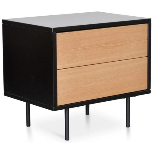Avenue Bedside Table - Natural Oak - Matt Black - Last One by Interior Secrets - AfterPay Available
