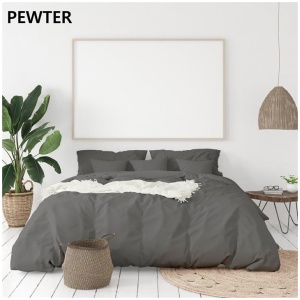 Balmain 1000 Thread Count Hotel Grade Bamboo Cotton Quilt Cover Pillowcases Set - King - Pewter