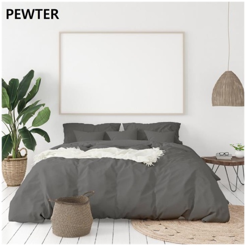 Balmain 1000 Thread Count Hotel Grade Bamboo Cotton Quilt Cover Pillowcases Set - Queen - Pewter