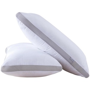 Bamboo Cooling Pillows Twin Pack - Luxury Plush Down-Like Microfibre Pillows for Bedding - Ultra Soft, Comfy & Breathable Standard Pillows
