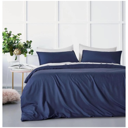 Bamboo Microfibre Quilt Cover Set - Navy - Queen