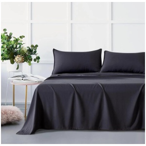 Bamboo Microfibre Sheet Set - Charcoal - Queen