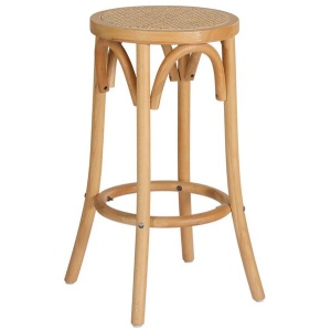 Bar Stool Rattan Seat Wooden