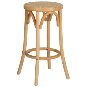 Bar Stool Rattan Seat Wooden