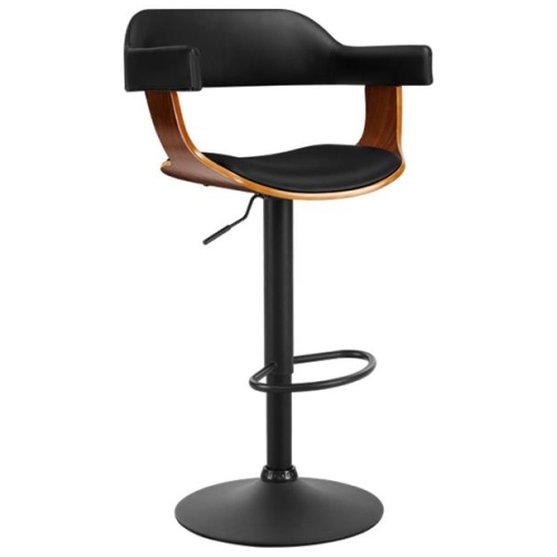 Bar Stools Gas Lift Leather w/Armrest All Black