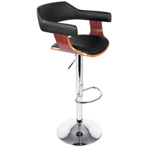 Bar Stools Gas Lift Leather w/Armrest Black