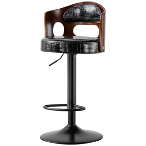 Bar Stools Kitchen Bar Stool Leather Barstools Swivel Gas Lift Counter Chairs- Black