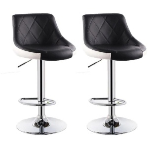 Bar Stools Kitchen Bar Stool Leather Barstools Swivel Gas Lift Counter Chairs x2 BS8403 Black
