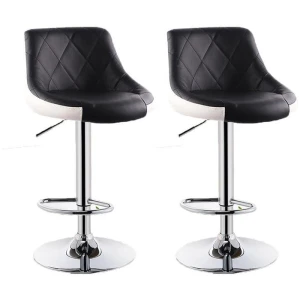Bar Stools Kitchen Bar Stool Leather Barstools Swivel Gas Lift Counter Chairs x2 BS8403 Black