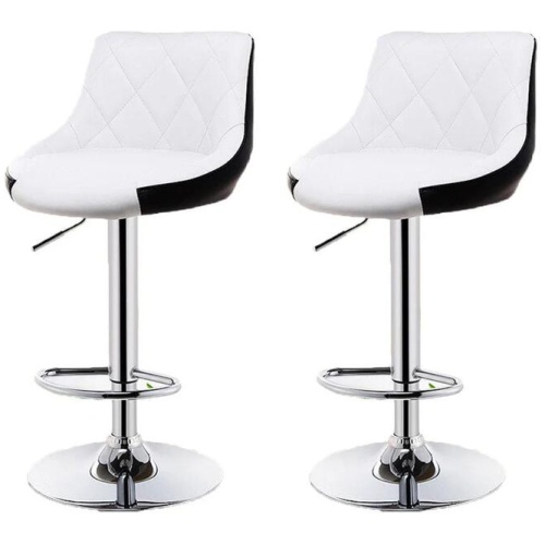 Bar Stools Kitchen Bar Stool Leather Barstools Swivel Gas Lift Counter Chairs x2 BS8403 White