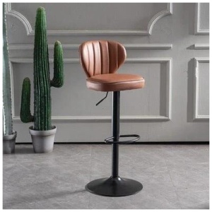 Bar Stools Kitchen Bar Stool Leather Barstools Swivel Gas Lift Counter Chairs x2 BS8405 Brown