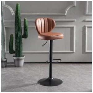 Bar Stools Kitchen Bar Stool Leather Barstools Swivel Gas Lift Counter Chairs x2 BS8405 Brown