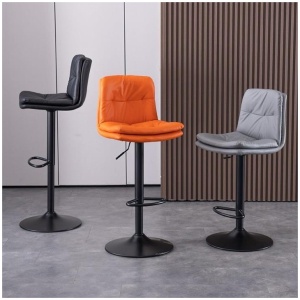 Bar Stools Kitchen Bar Stool Leather Barstools Swivel Gas Lift Counter Chairs x2 BS8406 Black