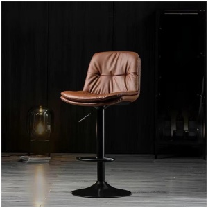 Bar Stools Kitchen Bar Stool Leather Barstools Swivel Gas Lift Counter Chairs x2 BS8406 Brown