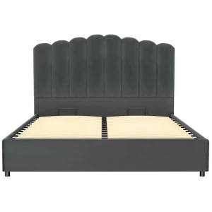 Bed Frame Double Size Velvet Grey FION