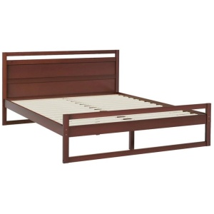 Bed Frame Double Size Wooden Walnut WITTON
