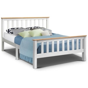 Bed Frame Double Size Wooden White PONY